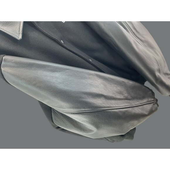 Vintage Hard Rock Cafe Black Varsity Jacket USA Flag Back Wool & Leather – Made - Picture 9 of 9